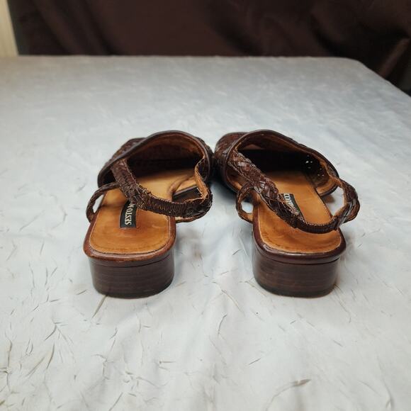 SESTO MEUCCI Woven Slingback Sandals Womens Size 7.5M Strappy Braided Brown - Picture 4 of 7